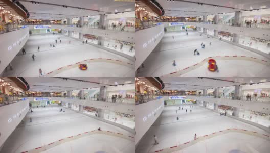 长沙市市中心著名商场滑冰场顶层全景延时4k中国高清在线视频素材下载