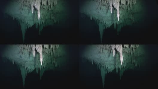 在墨西哥尤卡坦盆地的水下洞穴潜水。高清在线视频素材下载