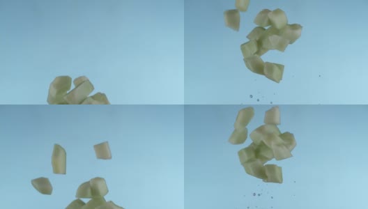 甜瓜片在慢镜头中飞舞高清在线视频素材下载