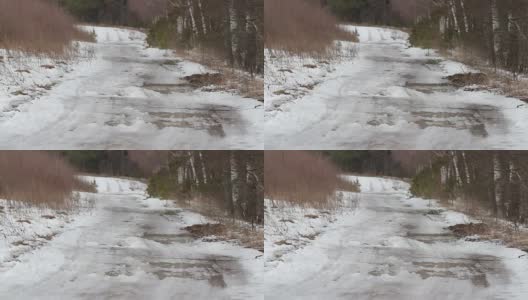 春雪在路上融化高清在线视频素材下载