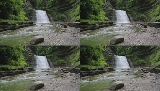 石溪瀑布和小溪高清在线视频素材下载