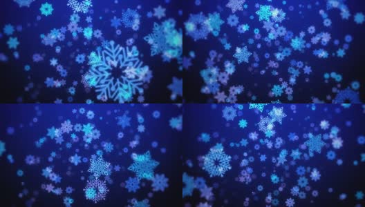 圣诞动画图形背景(蓝色主题)，以雪花为时尚高雅的主题，循环播放高清在线视频素材下载