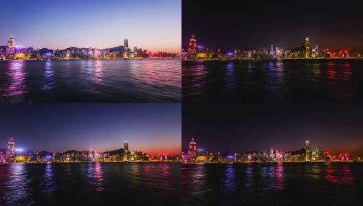 中国香港——2014年11月15日:从早到晚，中国香港维多利亚港的迷人景色高清在线视频素材下载