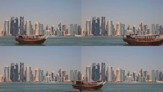 卡塔尔多哈的轮廓,高清在线视频素材下载