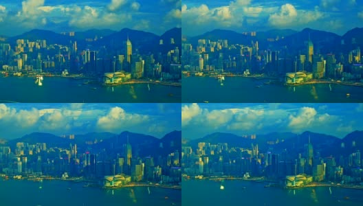 时间流逝美丽的香港城市天际线高清在线视频素材下载