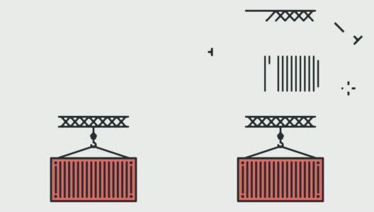 带有Alpha的多式集装箱平线图标动画高清在线视频素材下载