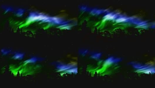 冬季森林的北极光-时间流逝极光(北极光)高清在线视频素材下载