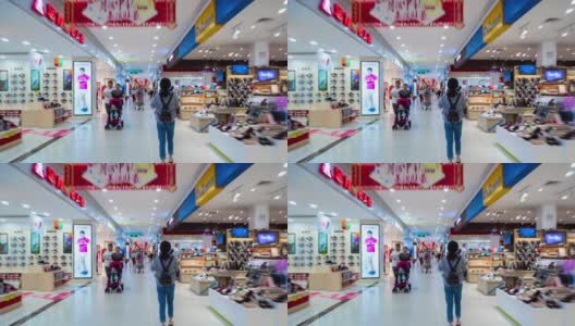 三亚购物中心步行全景4k时间推移海南岛中国高清在线视频素材下载