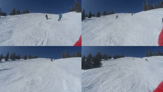 在雪道上滑雪高清在线视频素材下载