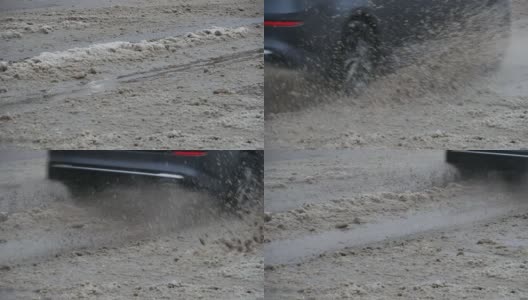 从车里溅出路面泥高清在线视频素材下载