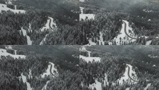冬天在İlgaz山拍摄的滑雪山的画面高清在线视频素材下载