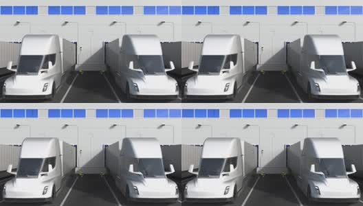电动卡车在仓库码头与产品的罗马尼亚文本高清在线视频素材下载