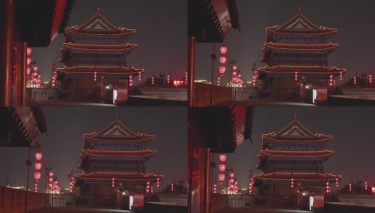 古城墙夜景/中国陕西西安高清在线视频素材下载