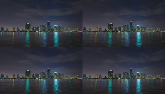 迈阿密市中心，佛罗里达夜宽时间推移高清在线视频素材下载