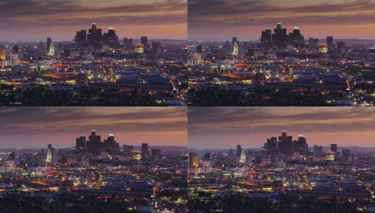 洛杉矶市中心黄昏-航拍高清在线视频素材下载