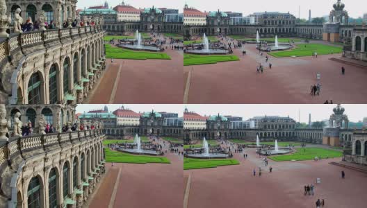 德累斯顿皇宫建立炮台，游客人潮涌动。美丽的欧洲，文化和风景。旅游观光，游客观赏德国地标。世界旅行，西欧旅行城市景观，户外拍摄高清在线视频素材下载