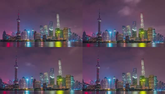 延时摄影4k上海浦东市中心的夜晚，中国高清在线视频素材下载