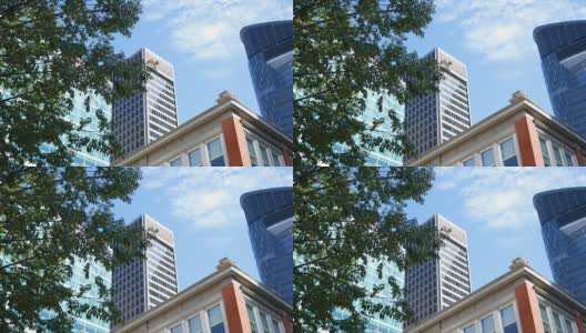 建立白天拍摄的摩天大楼在市中心从地面上看高清在线视频素材下载