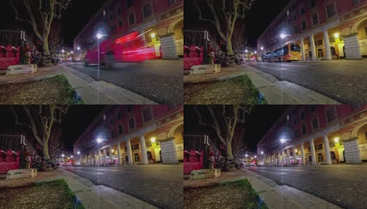 典型欧洲城市的夜间交通时间高清在线视频素材下载