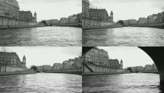 法国巴黎塞纳河上的游船高清在线视频素材下载
