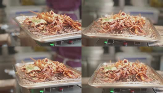 上海街头卖的炒鱿鱼高清在线视频素材下载