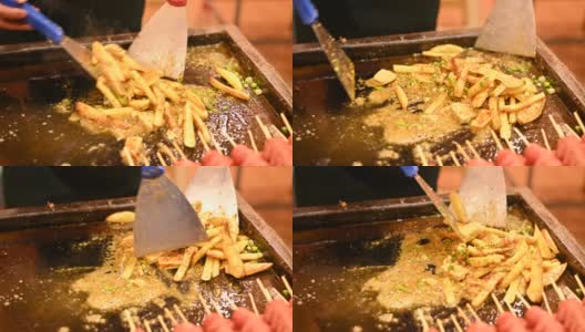 香格里拉传统美食，香辣炸土豆泥高清在线视频素材下载