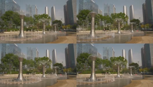 白天时间成都市中心著名购物中心喷泉广场全景4k中国高清在线视频素材下载
