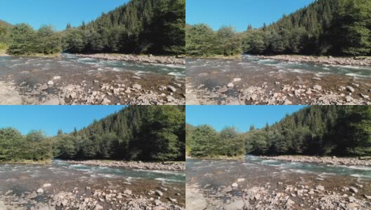 喀尔巴阡山脉中一条美丽的山间小河高清在线视频素材下载