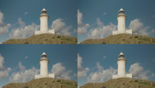 拜伦角灯塔的一个春天早晨的低角度剪辑高清在线视频素材下载