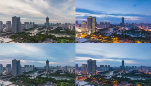 杭州城市天际线的高角度视图高清在线视频素材下载