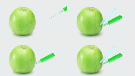 三支注射器，白色背景，转基因苹果注射液高清在线视频素材下载