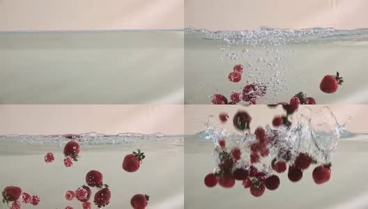 新鲜水果落入水中高清在线视频素材下载