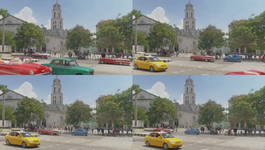 日建立附近的交通Basílica旧金山德Asís拍摄高清在线视频素材下载