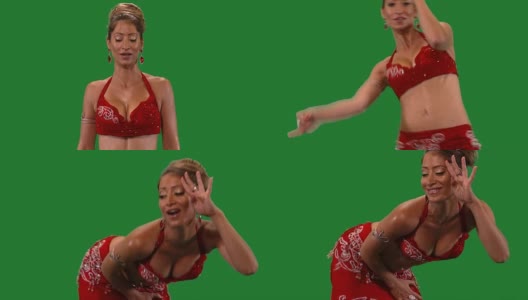 舞者。肚皮舞。肚皮舞者跳舞。绿色的屏幕。胸红性感CU高清在线视频素材下载