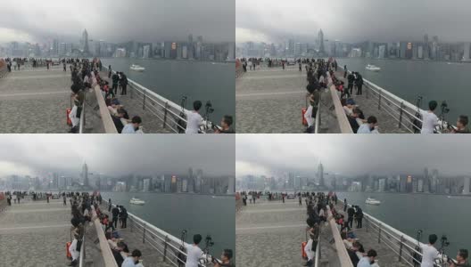 4K时间在香港维多利亚港的旅游人群假日时间高清在线视频素材下载