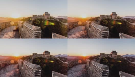 中国北京，2014年10月26日:日落时分美丽的金山岭长城，中国北京高清在线视频素材下载