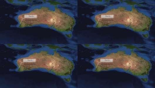 摄像机摇摄澳大利亚地图上的指示牌——珀斯高清在线视频素材下载