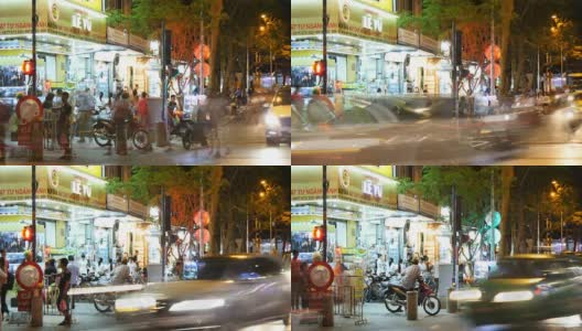 胡志明/西贡，越南- 2015年:亚洲城市街头交通夜晚时光流逝高清在线视频素材下载