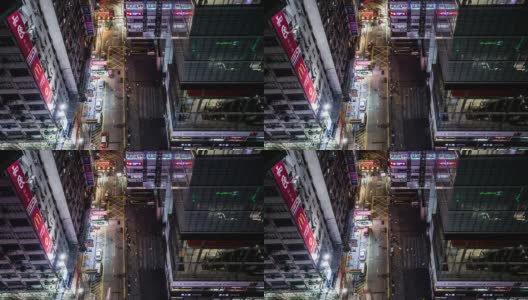 中国香港，2014年11月12日:中国香港九龙市中心的交通和行人鸟瞰图高清在线视频素材下载