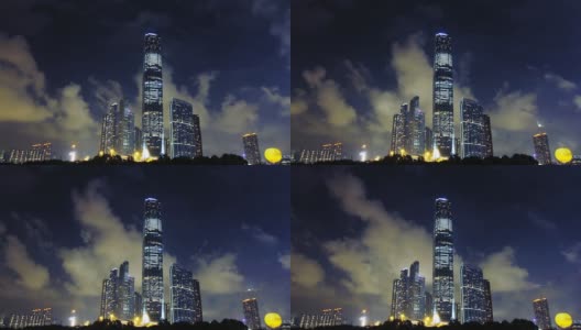 香港国际贸易中心大厦的夜景高清在线视频素材下载