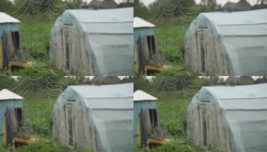 蜘蛛网与水滴在农村地区高清在线视频素材下载