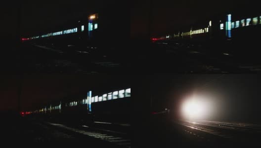 特快列车在夜间前进高清在线视频素材下载