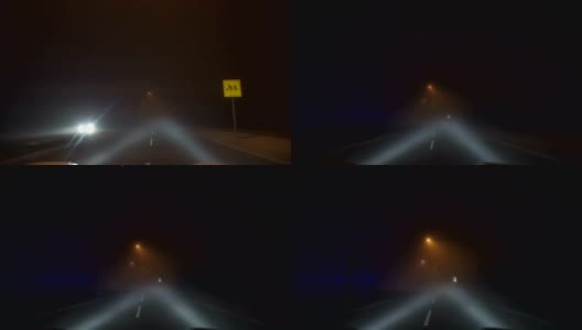 在夜晚驾车穿过浓雾高清在线视频素材下载