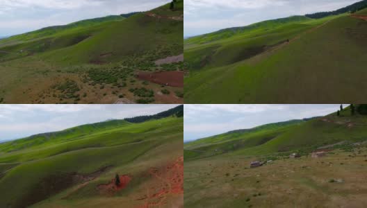 中国新疆天山草原鸟瞰图。高清在线视频素材下载