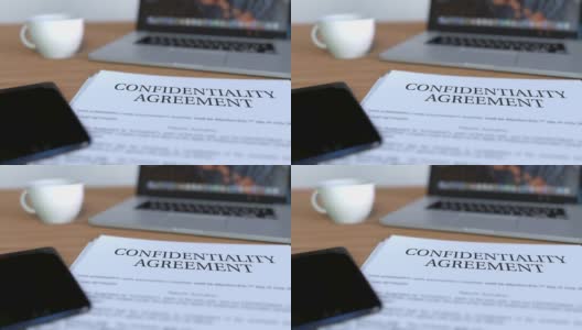 保密协议的复印件放在桌上高清在线视频素材下载