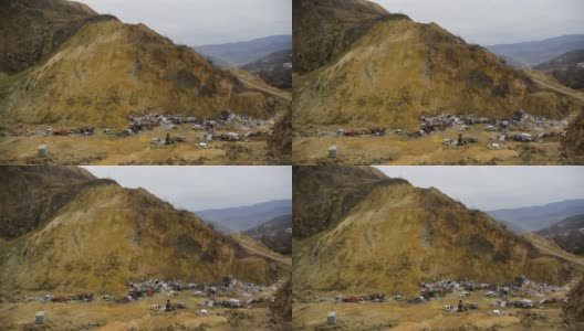 废弃矿场旁边的汽车废料场高清在线视频素材下载