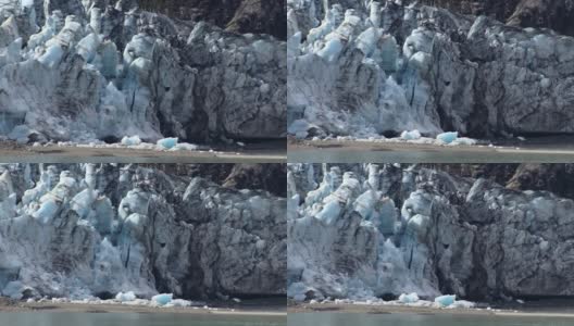 阿拉斯加冰川湾国家公园冰川的特写镜头。高清在线视频素材下载