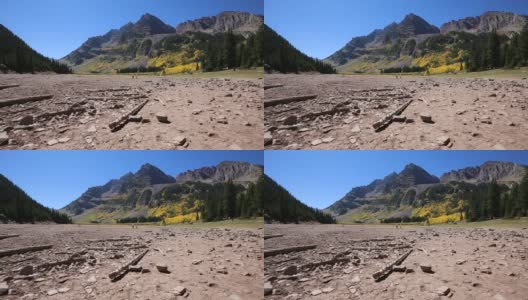 在火山口湖干涸的湖底高清在线视频素材下载