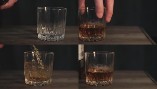 将威士忌倒入玻璃杯的超级慢动作镜头高清在线视频素材下载
