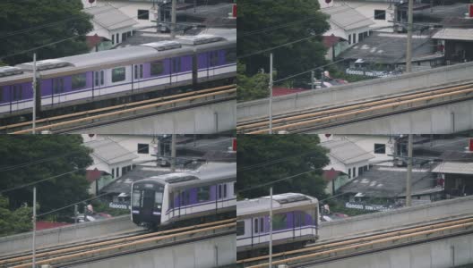 SLO MO城市地铁高架平台的高角度视图高清在线视频素材下载